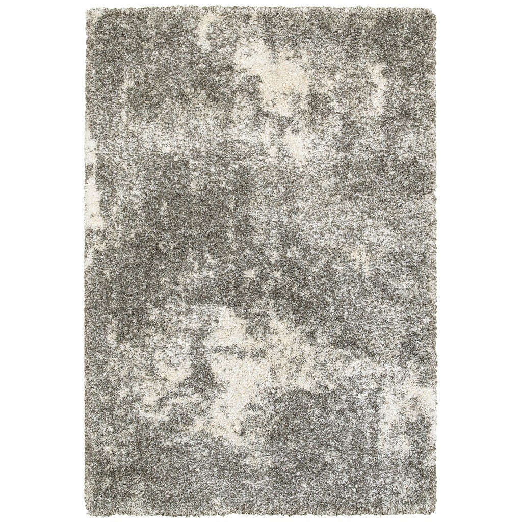 4’ X 6’ Gray And Ivory Distressed Abstract Area Rug-387947-1