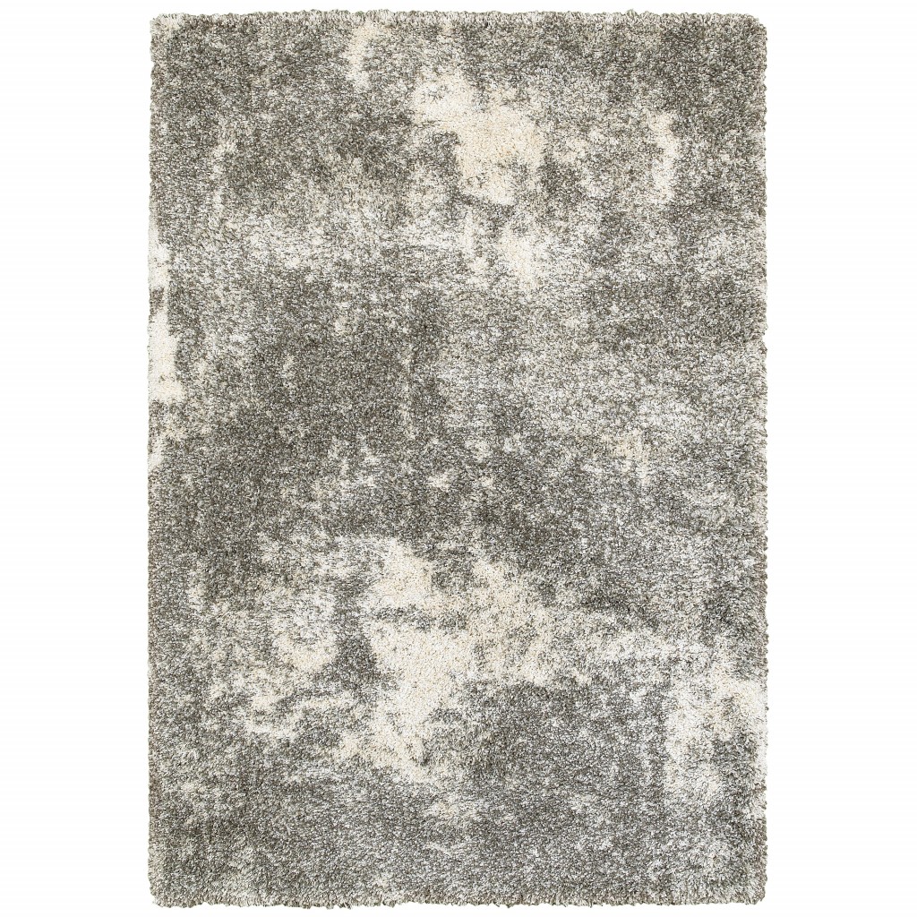 5’ X 8’ Gray And Ivory Distressed Abstract Area Rug-387965-1