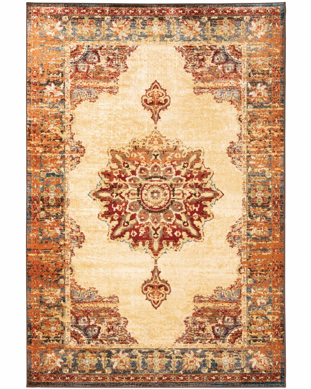 10' X 13' Gold And Orage Floral Medallionarea Rug-387969-1