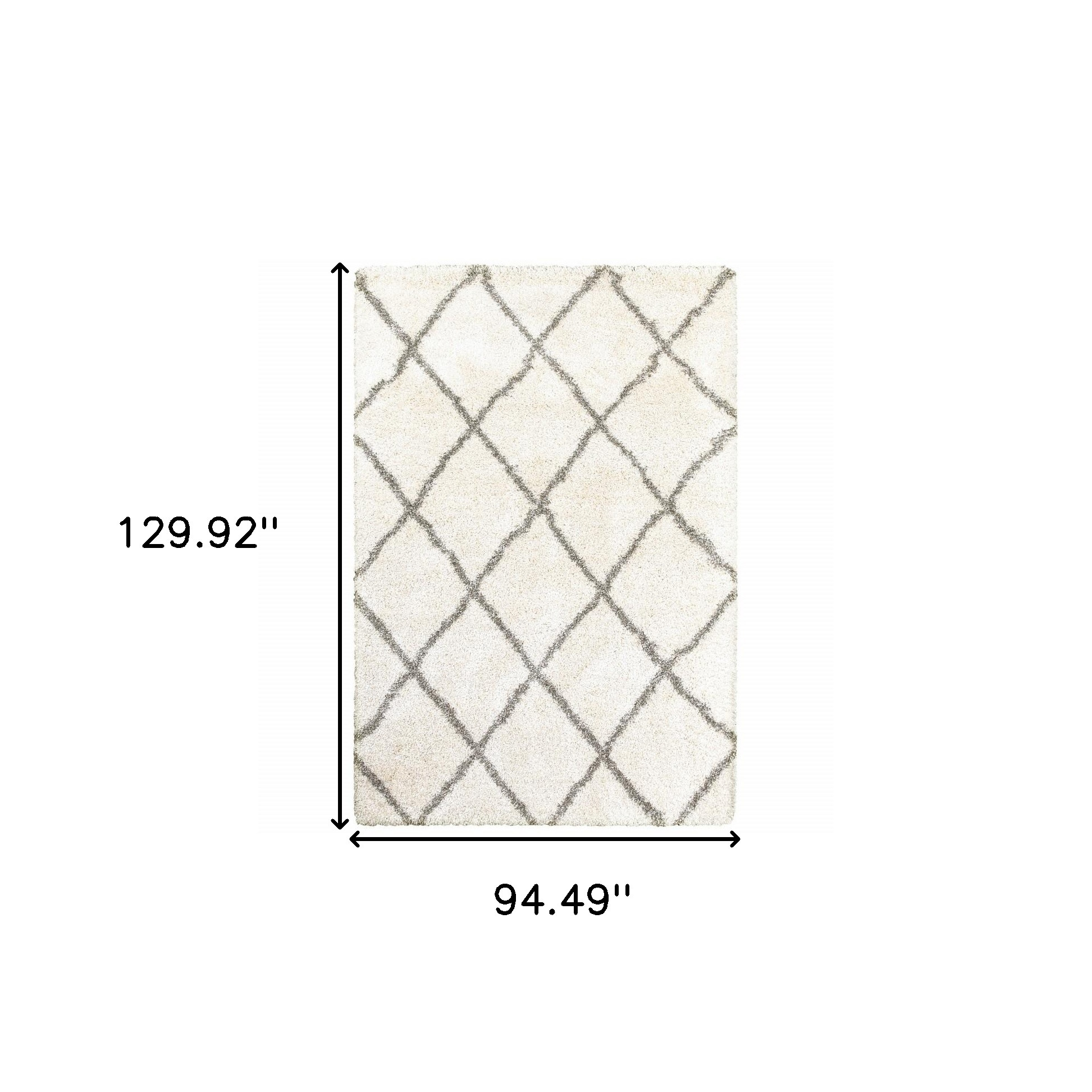 8" X 11" Ivory And Gray Geometric Lattice Area Rug