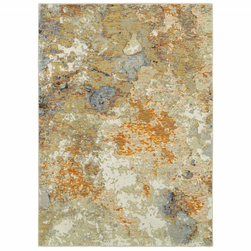 2’ X 3’ Modern Abstract Gold And Beige Indoor Scatter Rug-388013-1