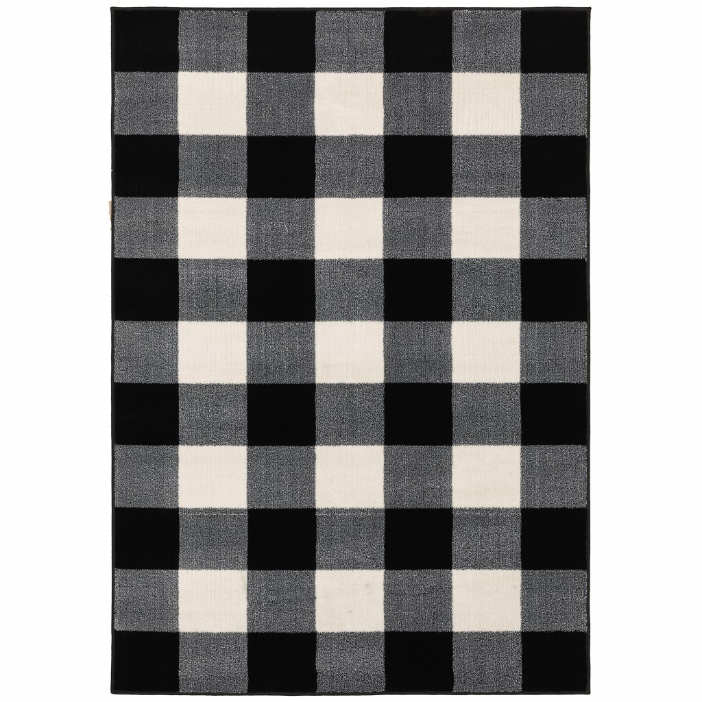 4’ X 6’ Monochromatic Gingham Pattern Indoor Area Rug-388019-1