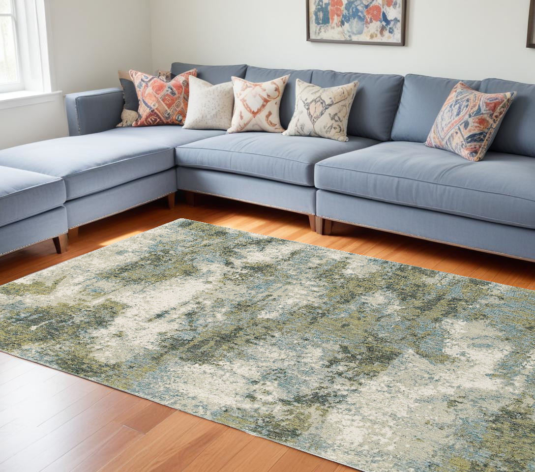 10' X 13' Blue Green Power Loom Area Rug-388098-1