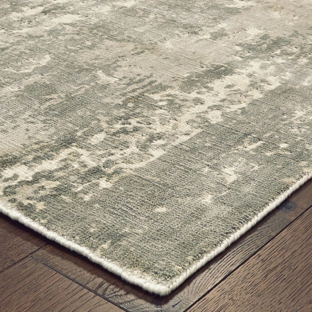 10 X 14 Gray And Ivory Abstract Splash Indoor Area Rug