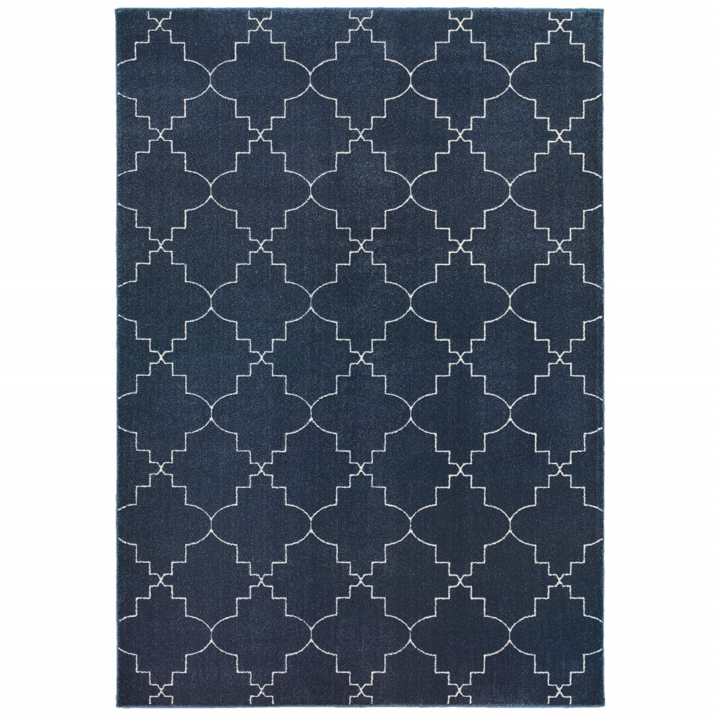4’ X 6’ Blue And Ivory Trellis Indoor Area Rug-388169-1