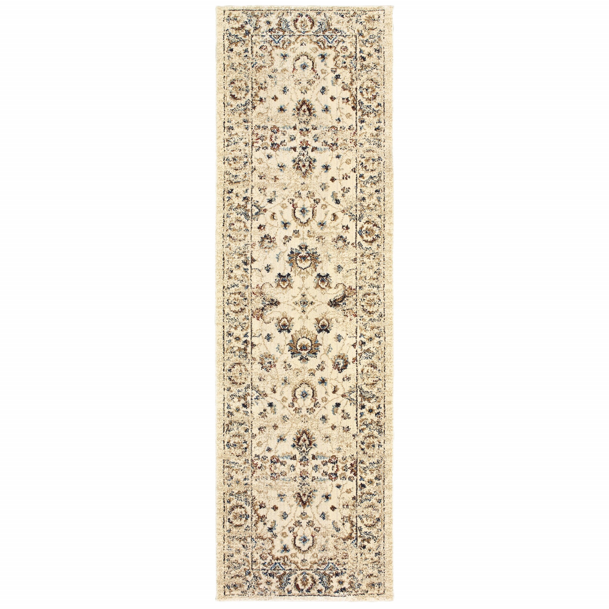 2’ X 8’ Ivory And Gold Distressed Indoor Runner Rug-388181-1