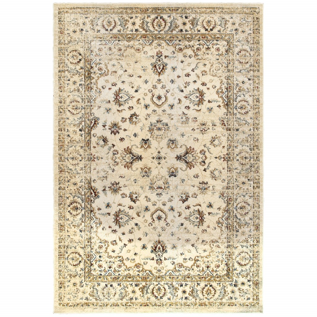 5’ X 8’ Ivory And Gold Distressed Indoor Area Rug-388183-1