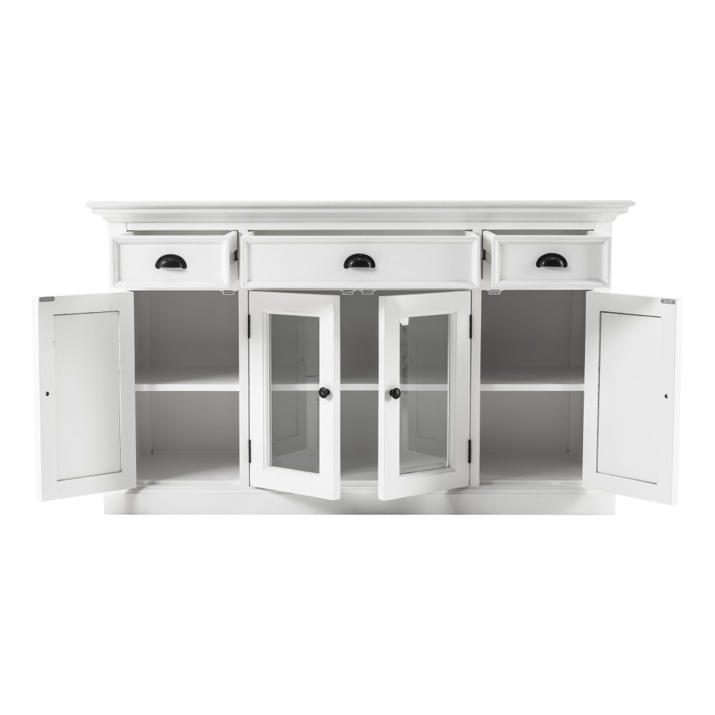 White Accent Cabinet with Glass Doors