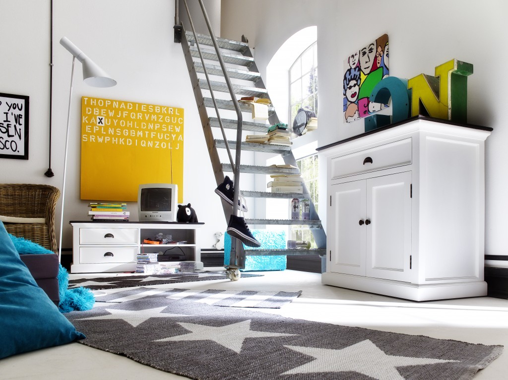 Modern Farmhouse Black and White Accent Cabinet