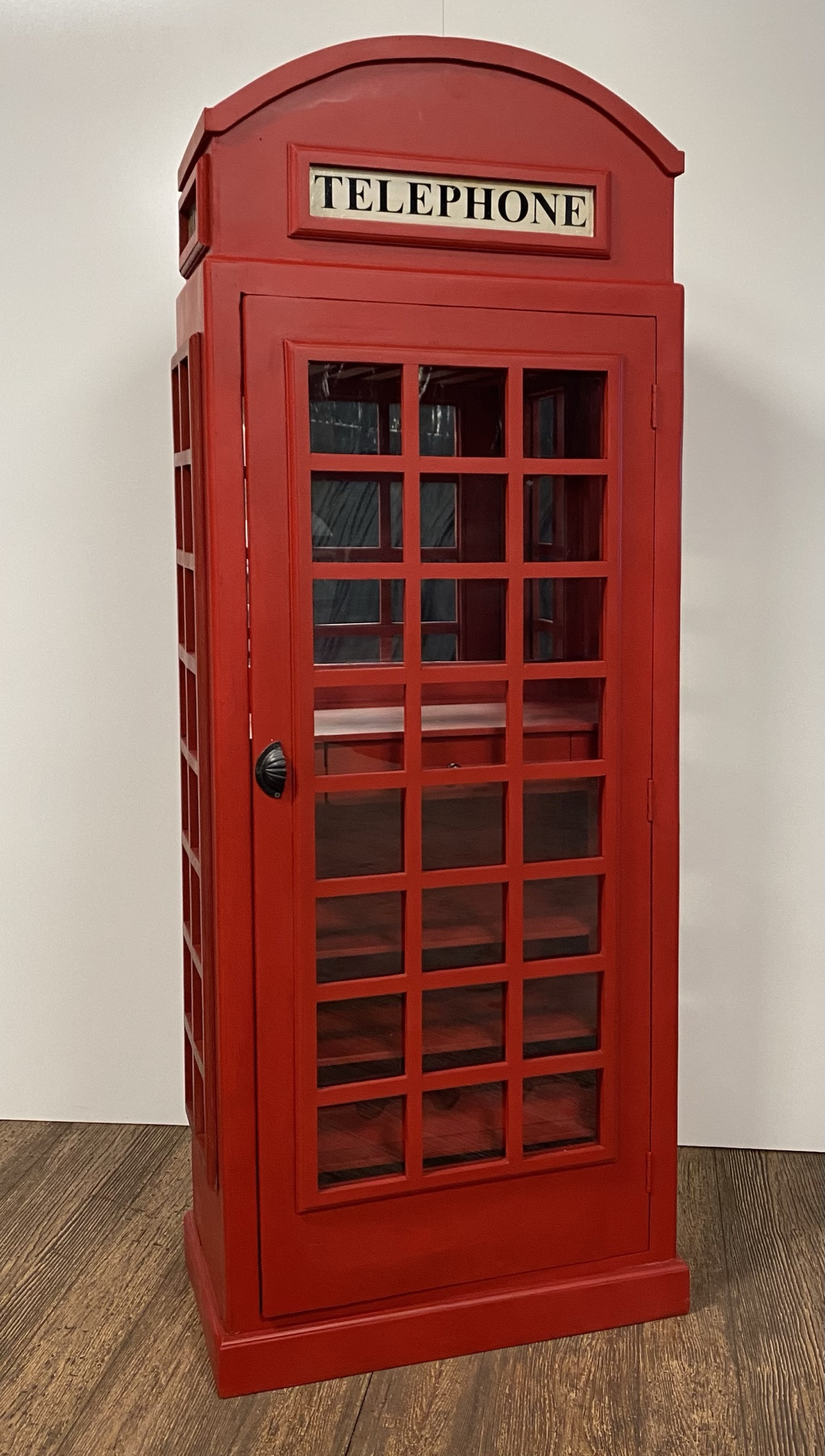 Vintage Red Wooden Phone Booth Bar Cabinet