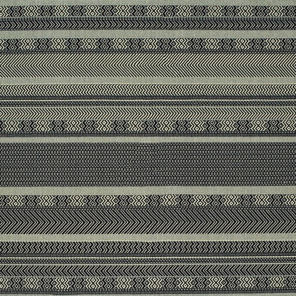 9" X 12" Black Ivory Machine Woven Geometric Indoor Area Rug