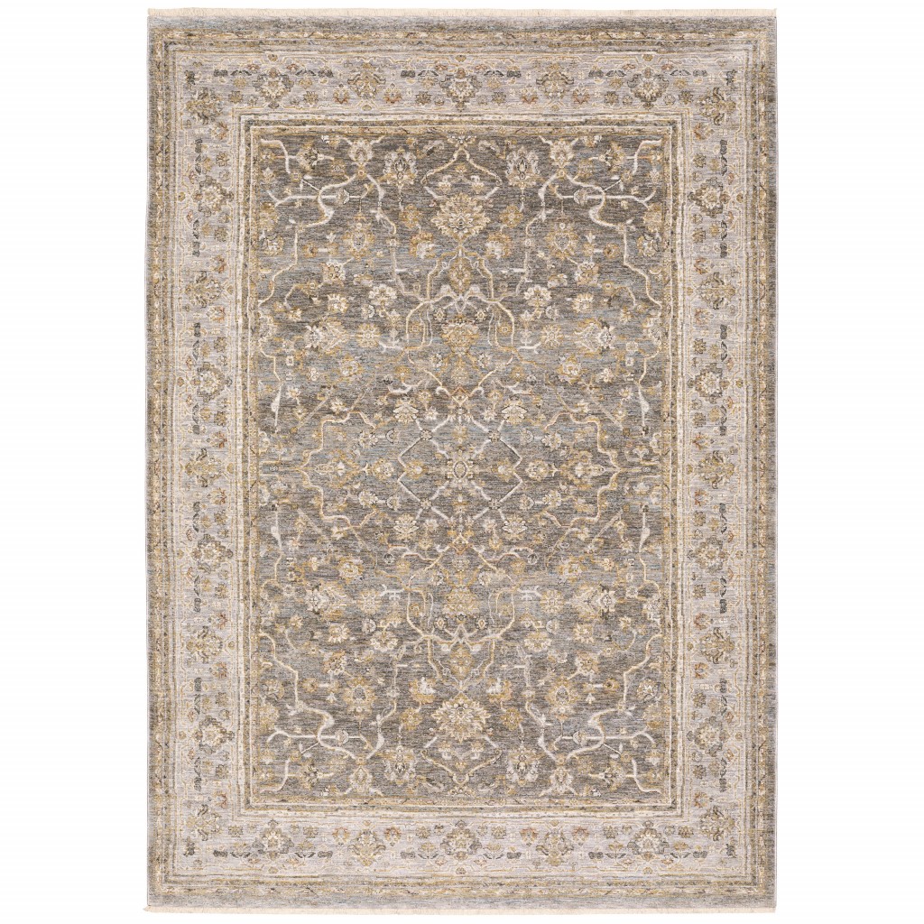 5' X 8' Beige Grey Machine Woven Oriental Indoor Arean Rug-388295-1