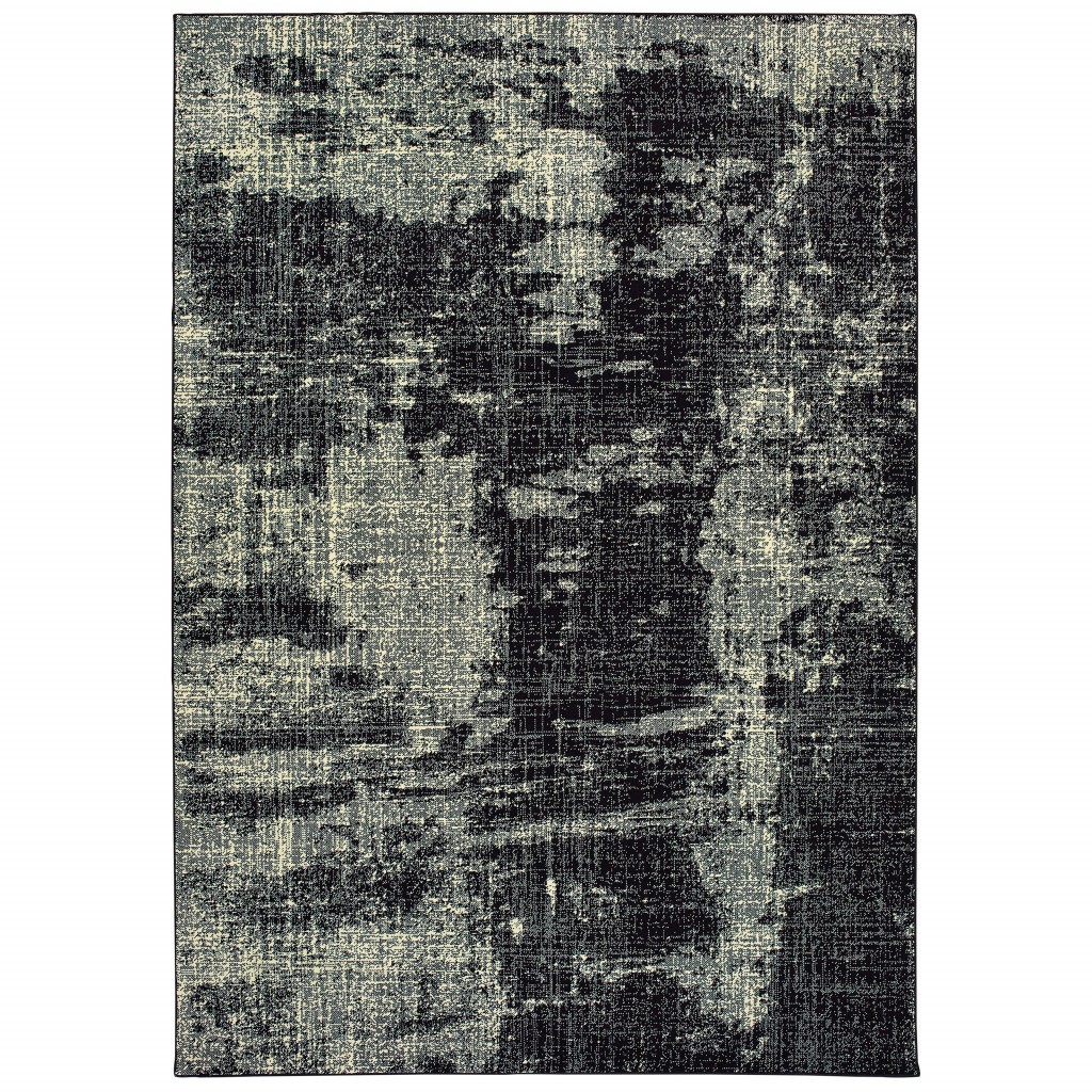 3' X 6' Black Ivory Machine Woven Abstract Indoor Area Rug-388406-1
