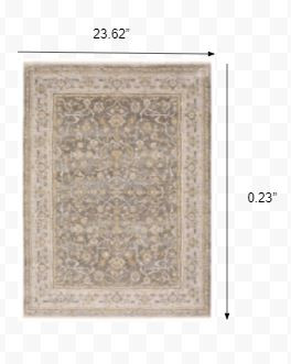 2" X 3" Beige Grey Machine Woven Oriental Indoor Area Rug
