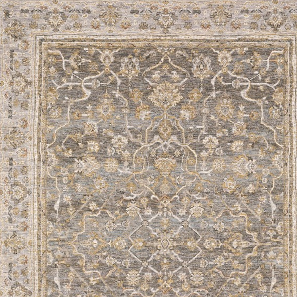 2" X 3" Beige Grey Machine Woven Oriental Indoor Area Rug