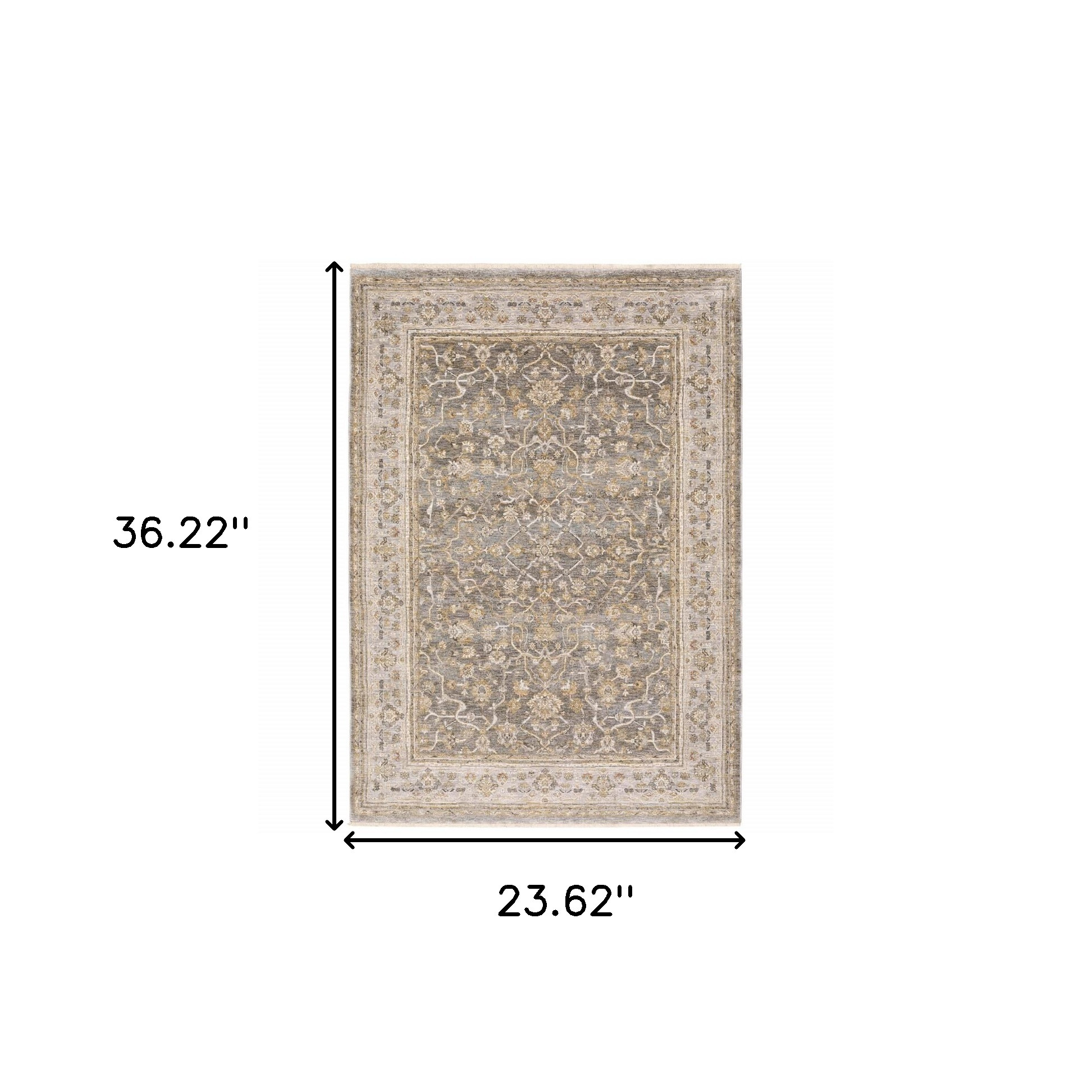 2" X 3" Beige Grey Machine Woven Oriental Indoor Area Rug