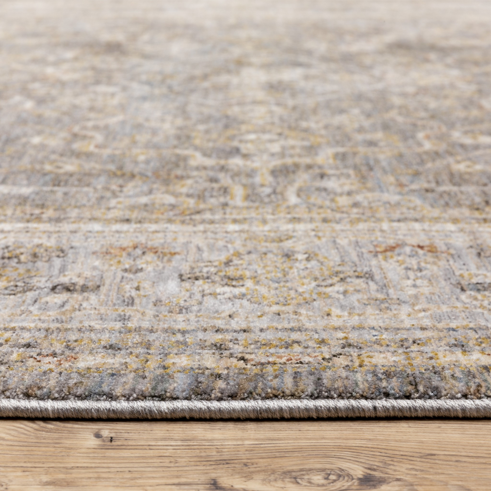 8" Beige Grey Machine Woven Oriental Indoor Runner Rug