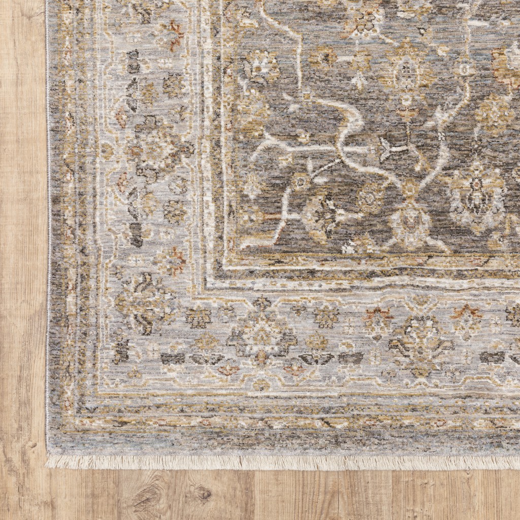 3" X 5" Beige Grey Machine Woven Oriental Indoor Arean Rug