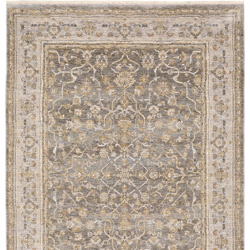 3" X 5" Beige Grey Machine Woven Oriental Indoor Arean Rug