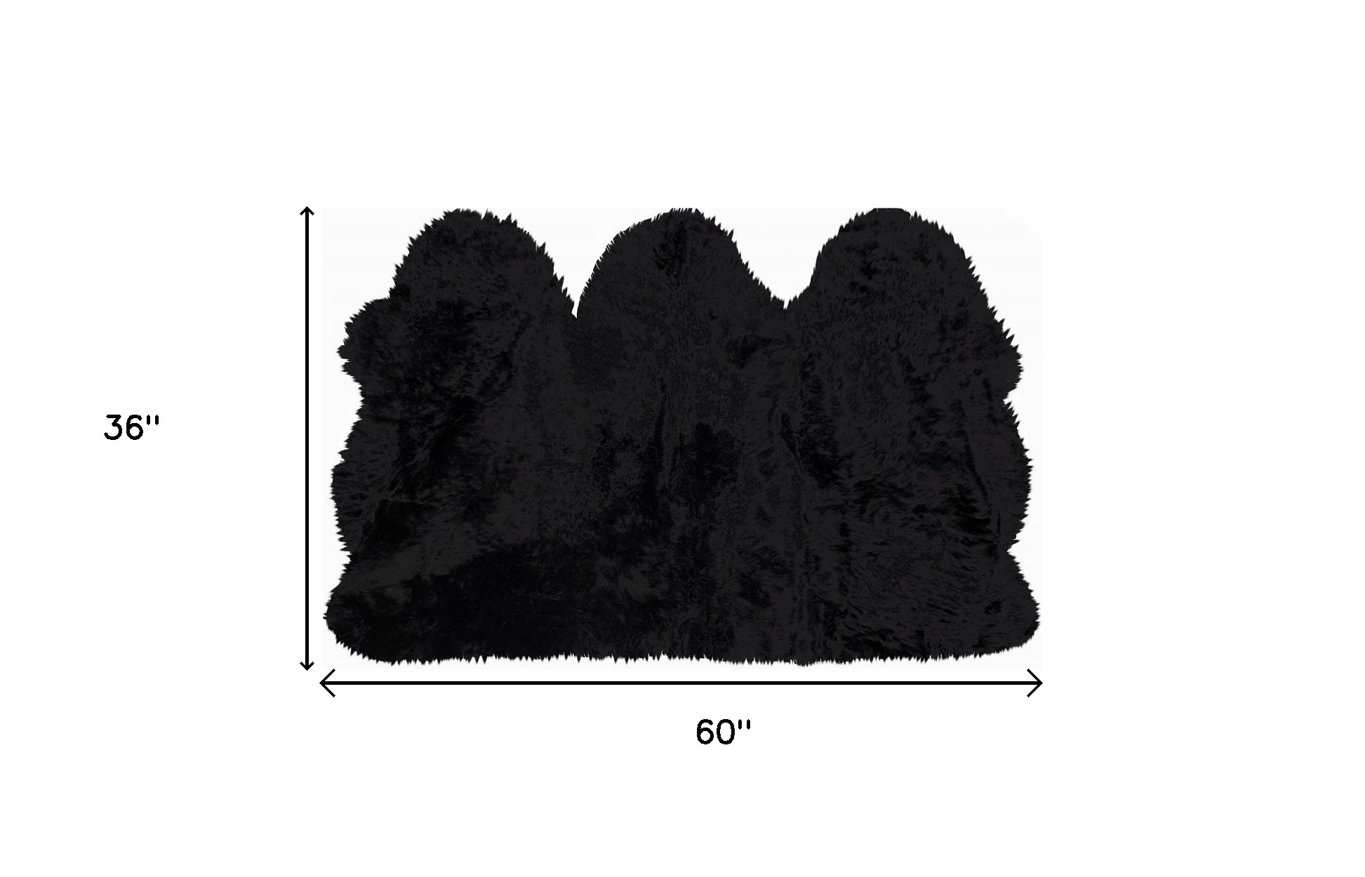 3" X 5" Black Natural Sheepskin Area Rug