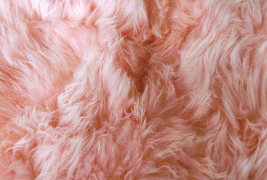 3" X 5" Pink Natural Sheepskin Area Rug