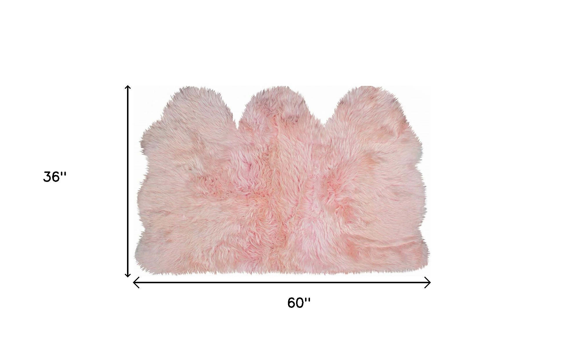 3" X 5" Pink Natural Sheepskin Area Rug