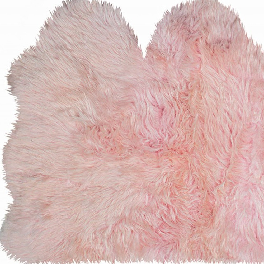 3" X 5" Pink Natural Sheepskin Area Rug