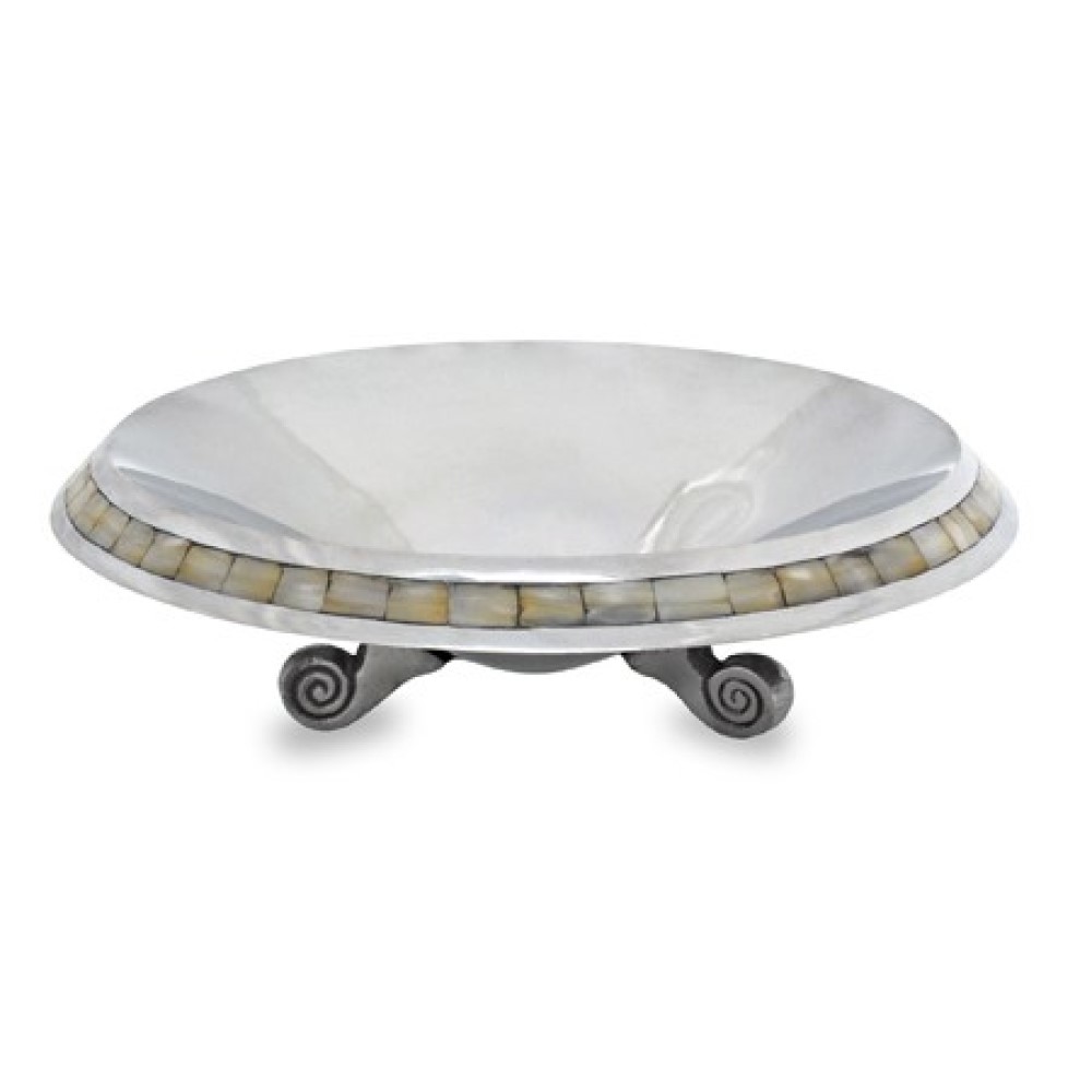 Silver And Mother Of Pearl Pedestal Centerpiece Bowl