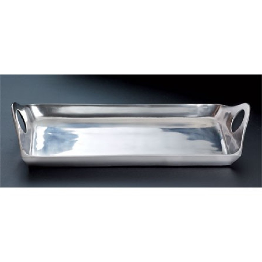 Silver Rectangular Sculpted Serving Tray with Handles