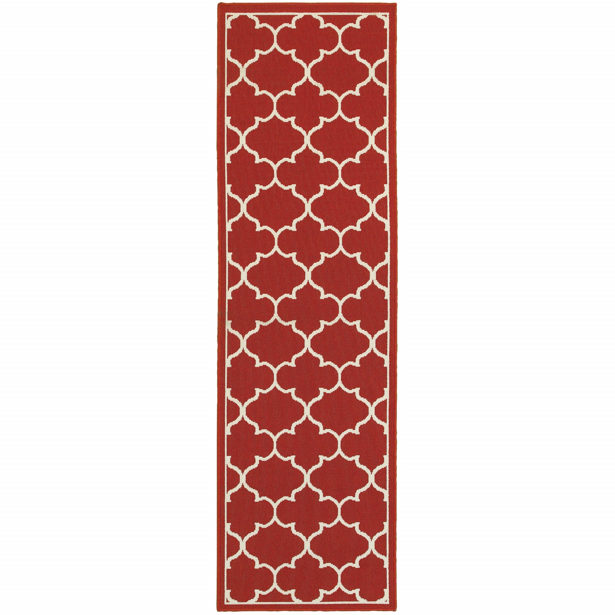 2' X 8' Red and Ivory Indoor Outdoor Area Rug-388659-1