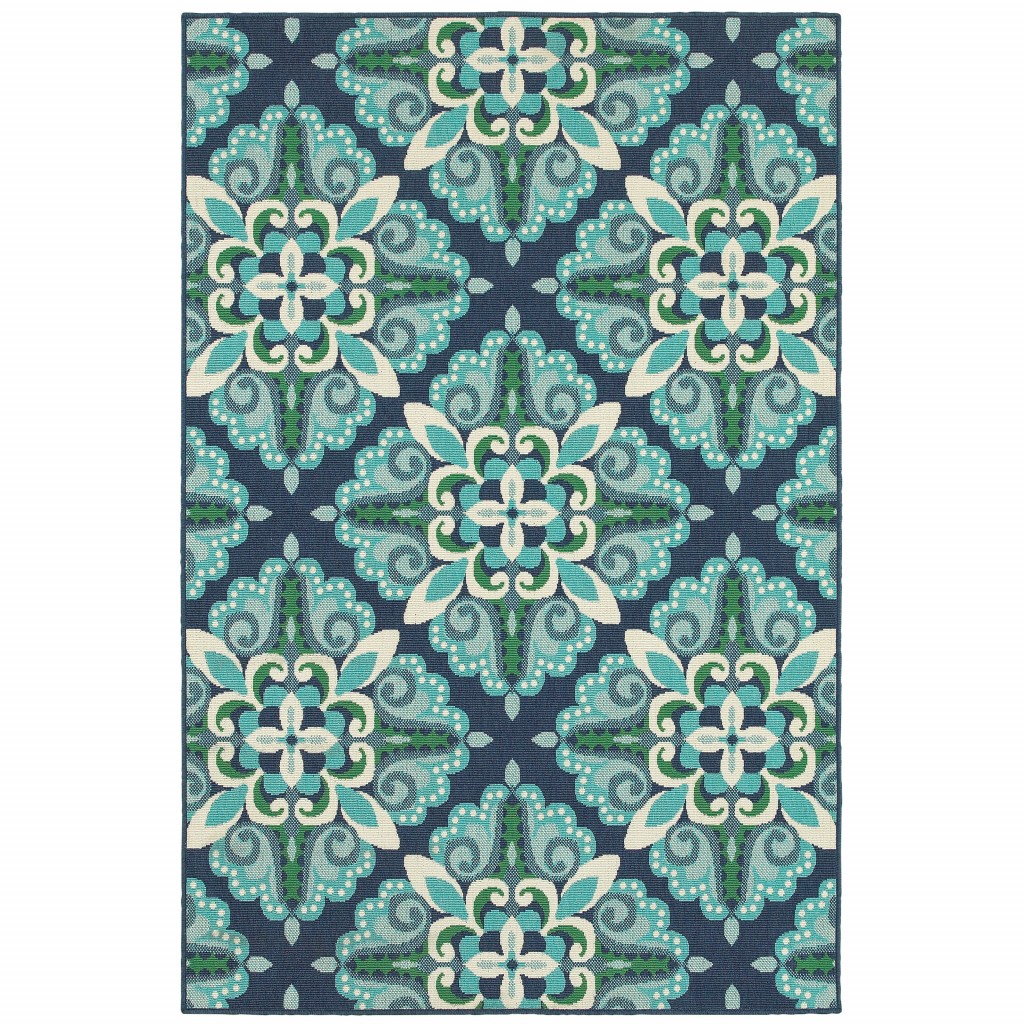 4' x 6' Blue and Green Indoor Outdoor Area Rug-388667-1