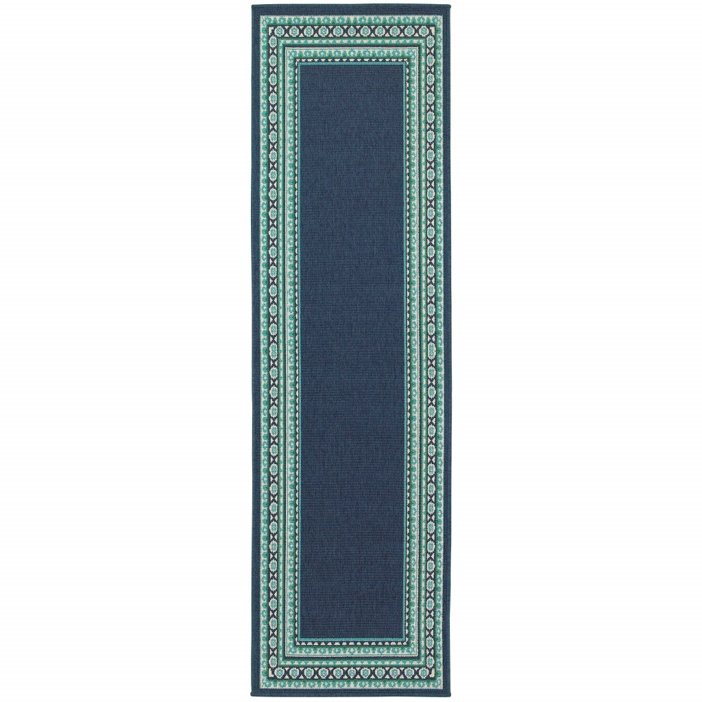 2' X 8' Blue and Green Indoor Outdoor Area Rug-388673-1