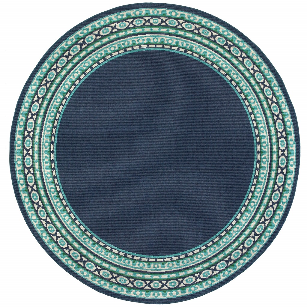 8' x 8' Blue and Green Round Indoor Outdoor Area Rug-388678-1
