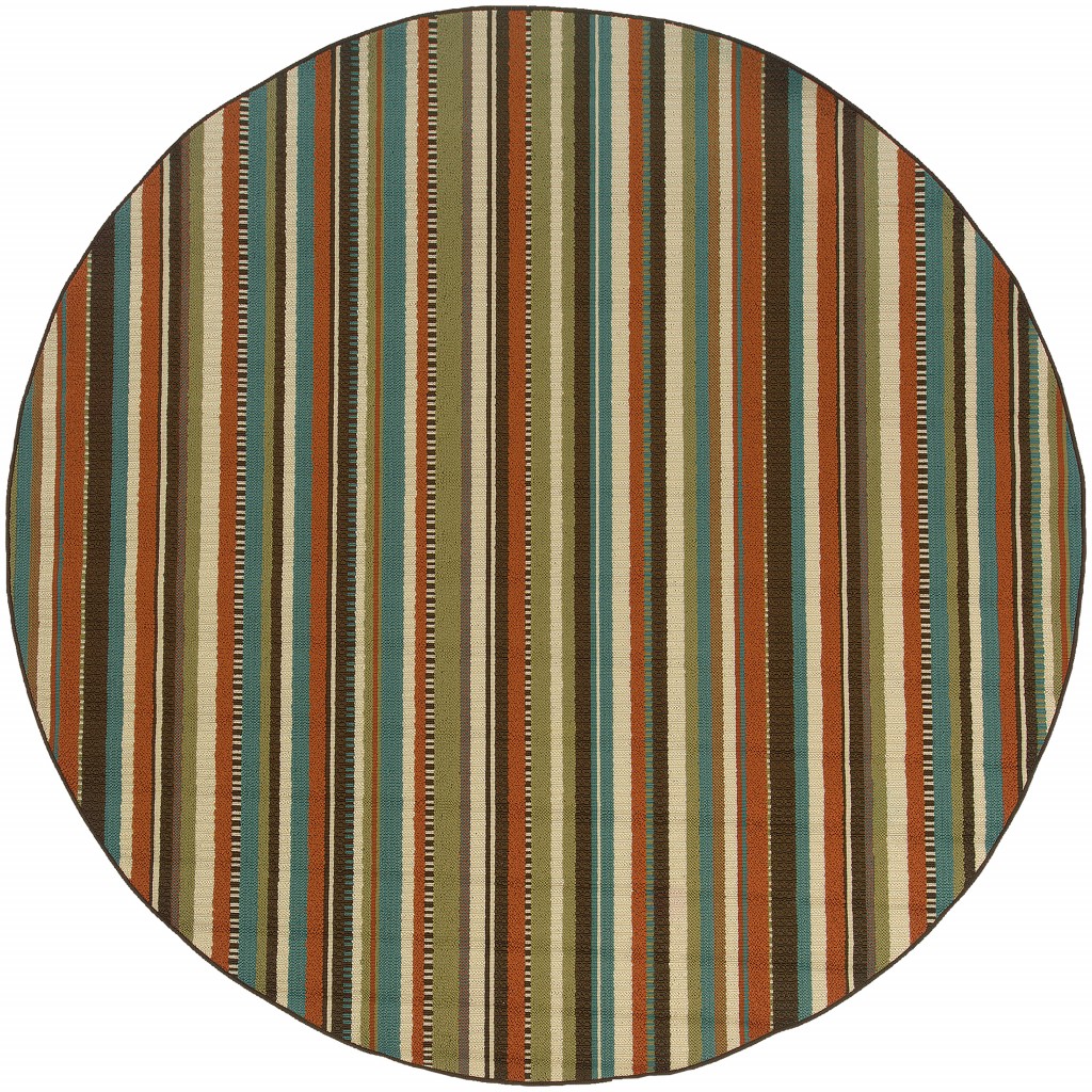 8' X 8' Green Round Indoor Outdoor Area Rug-388702-1