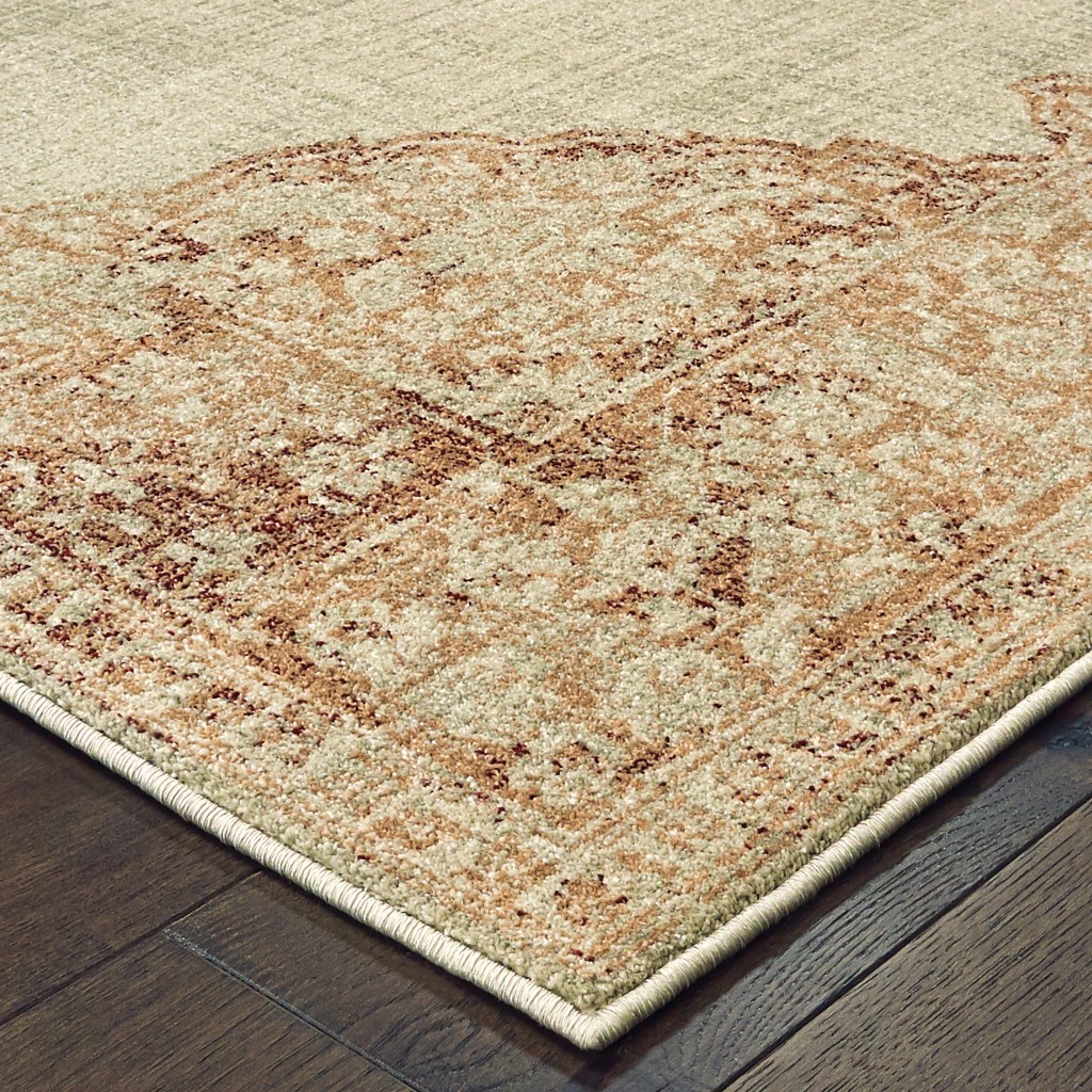 2" X 8" Ivory And Pink Medallion Runner Rug