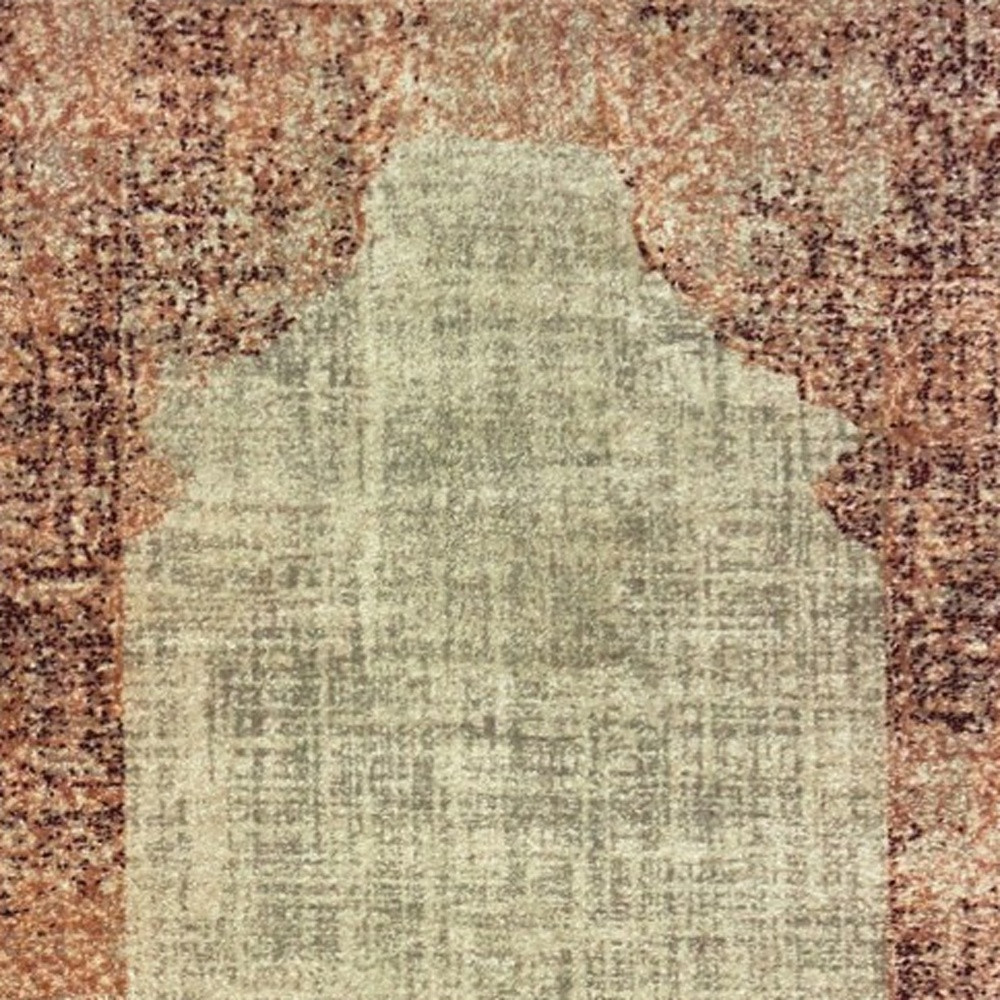 2" X 8" Ivory And Pink Medallion Runner Rug
