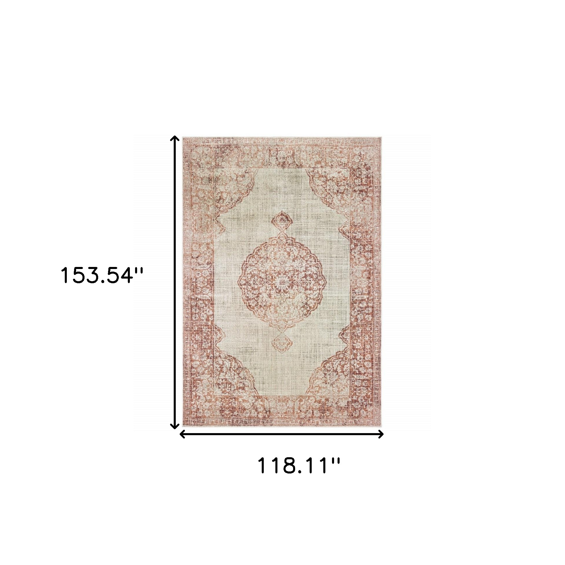 10" X 13" Ivory And Pink Medallion Area Rug