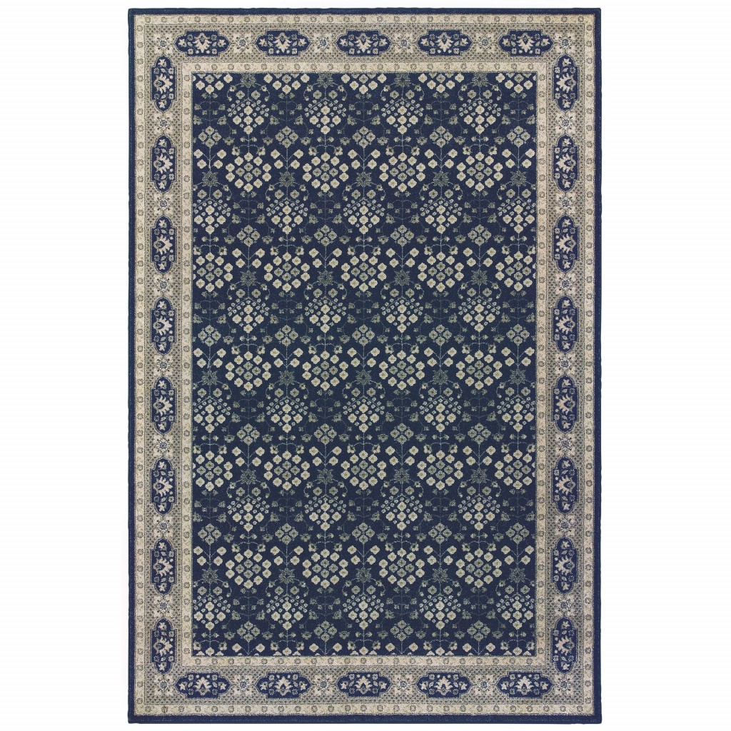 12" X 15" Blue and Gray Area Rug