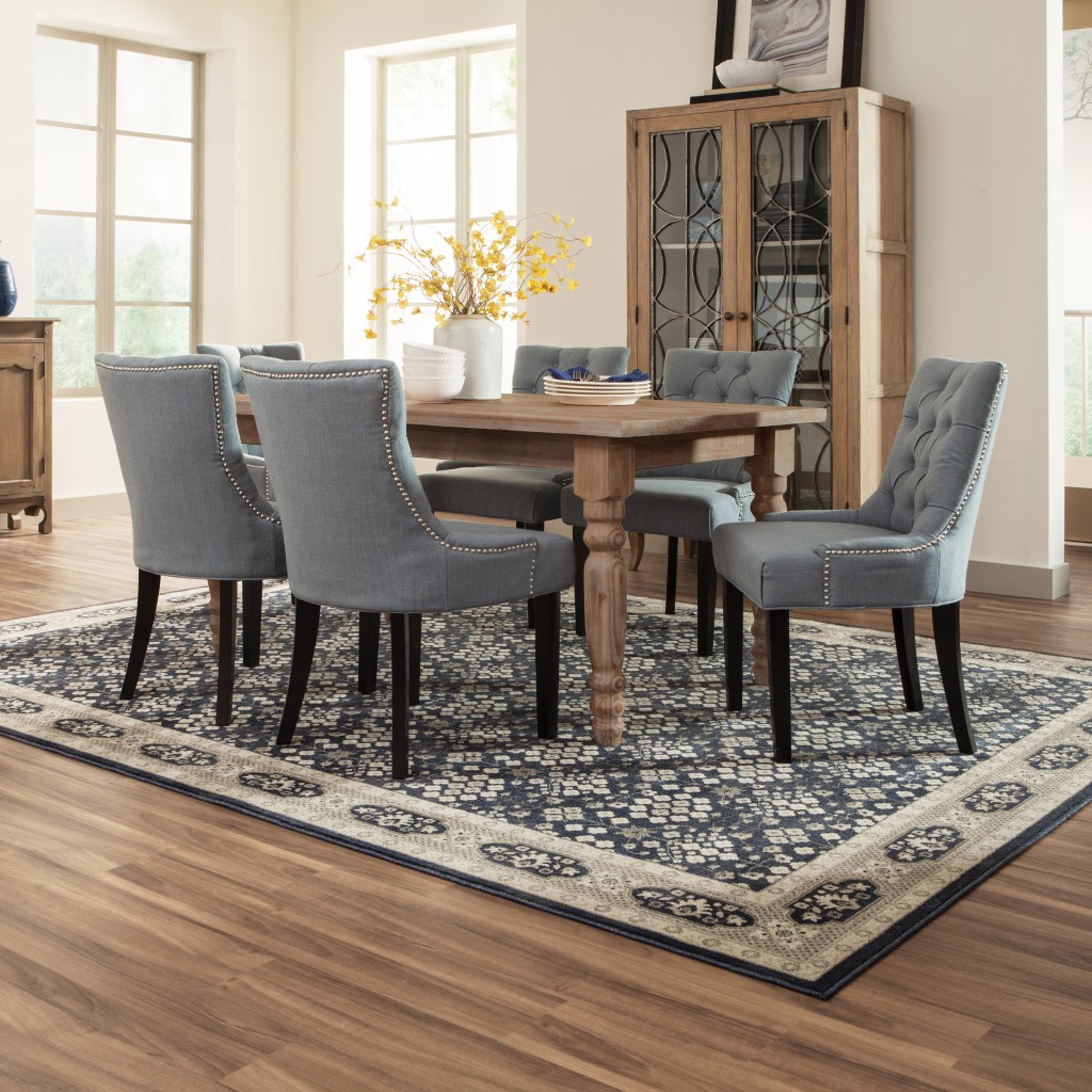 12" X 15" Blue and Gray Area Rug
