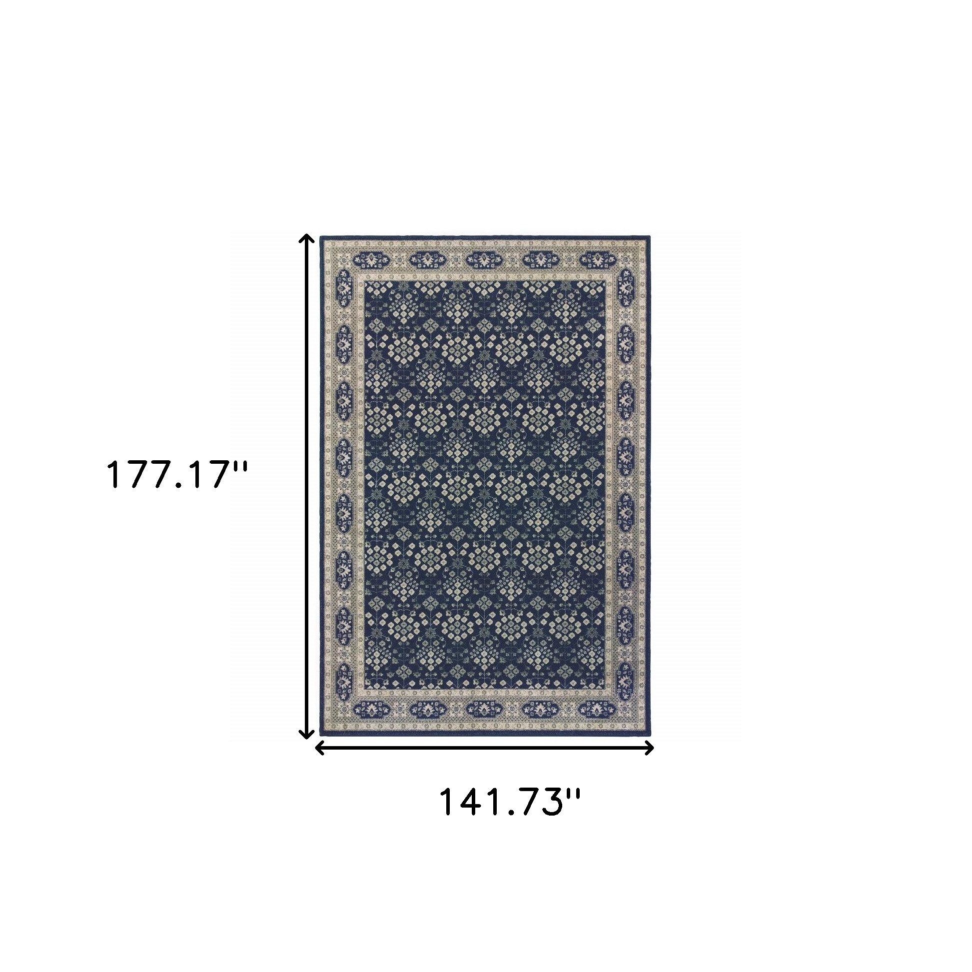 12" X 15" Blue and Gray Area Rug