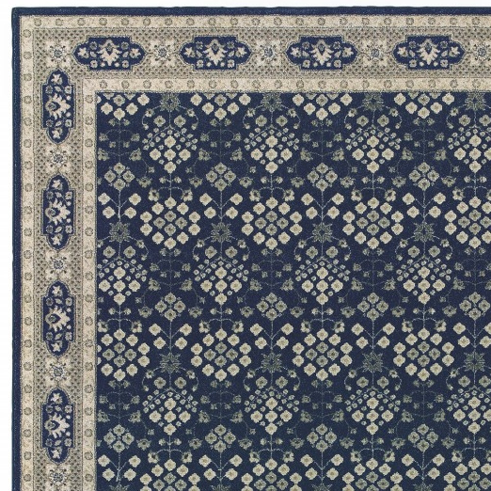 12" X 15" Blue and Gray Area Rug