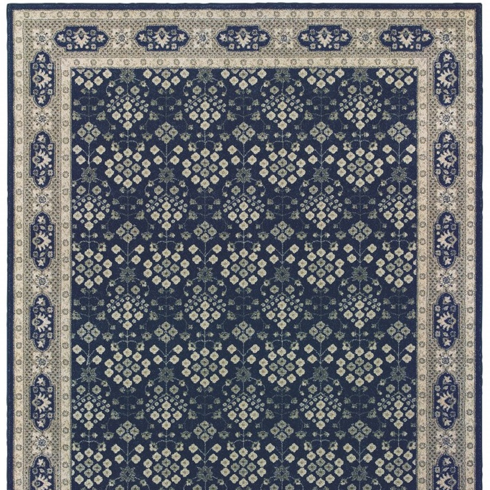 12" X 15" Blue and Gray Area Rug