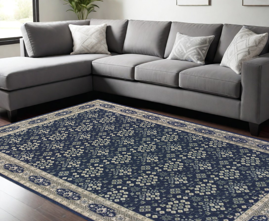 12" X 15" Blue and Gray Area Rug