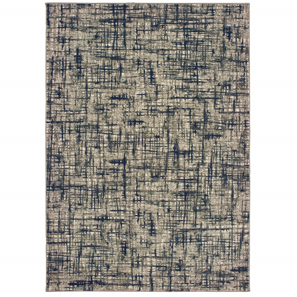 8’X11’ Gray And Navy Abstract Area Rug-388760-1