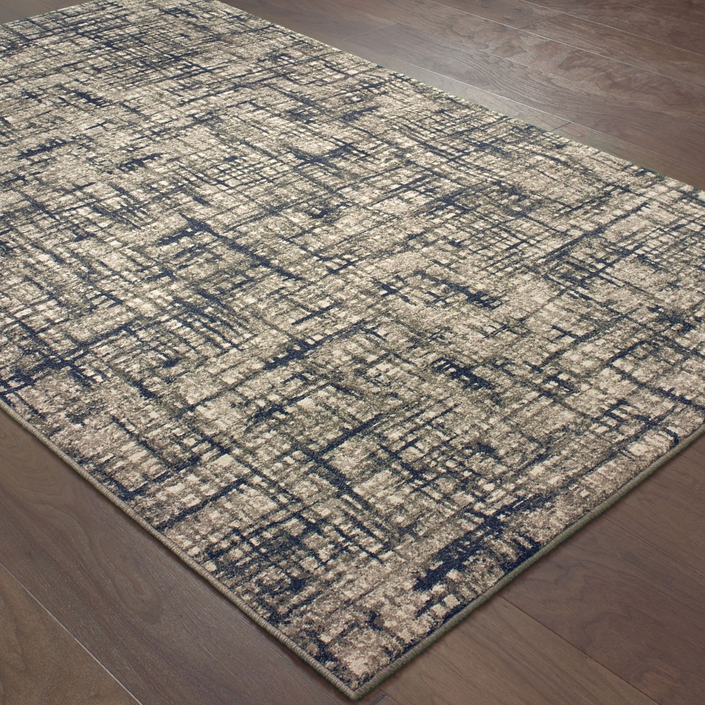 12x15 Gray and Navy Abstract Area Rug