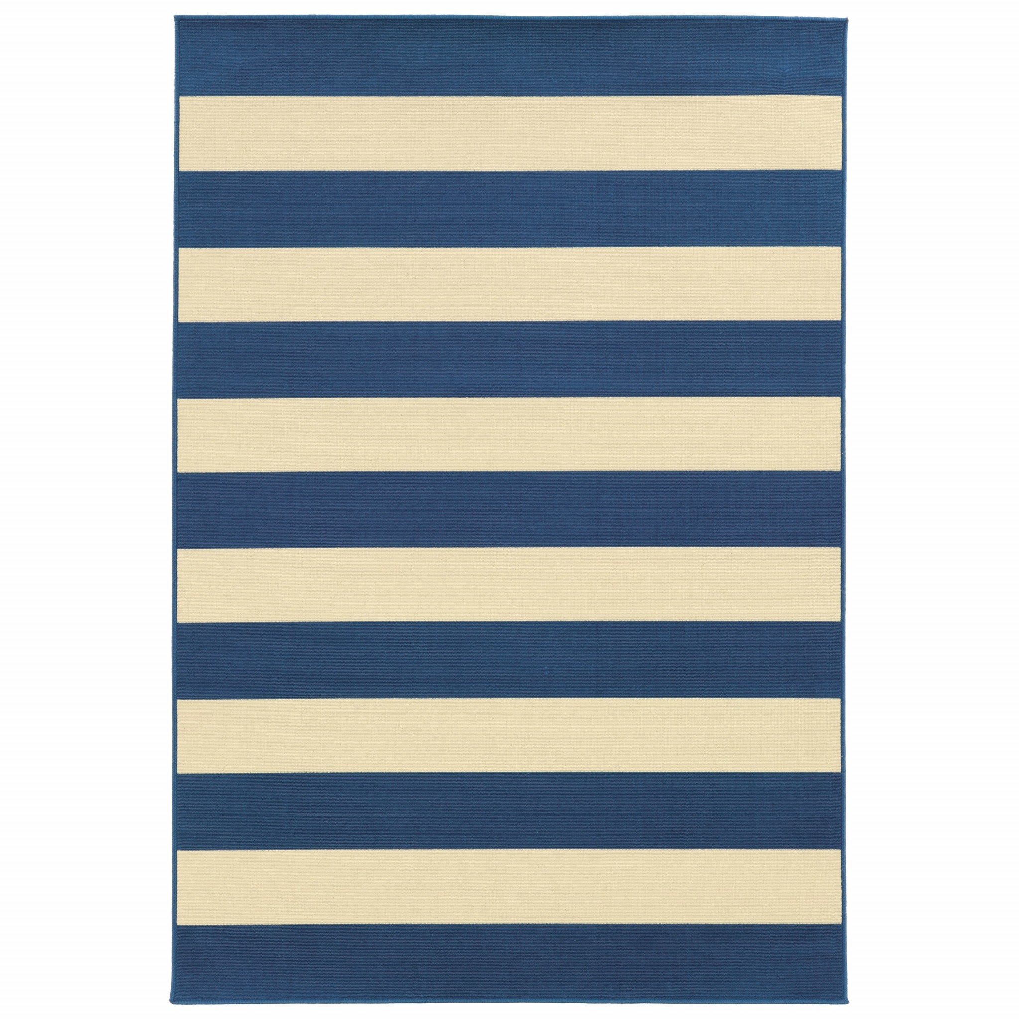 5' x 8' Blue and Ivory Indoor Outdoor Area Rug-388775-1