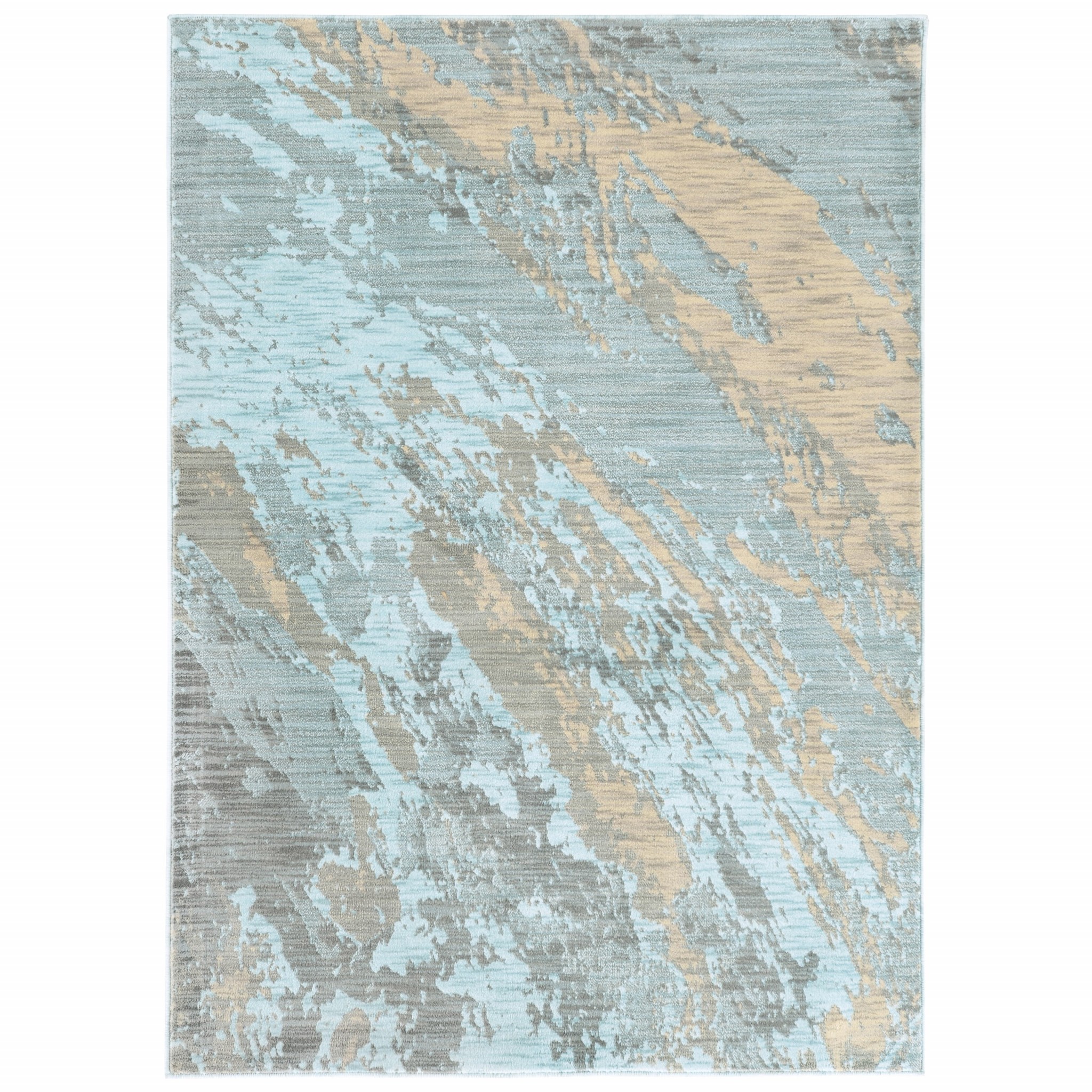 5’X8’ Blue And Gray Abstract Impasto Area Rug-388817-1
