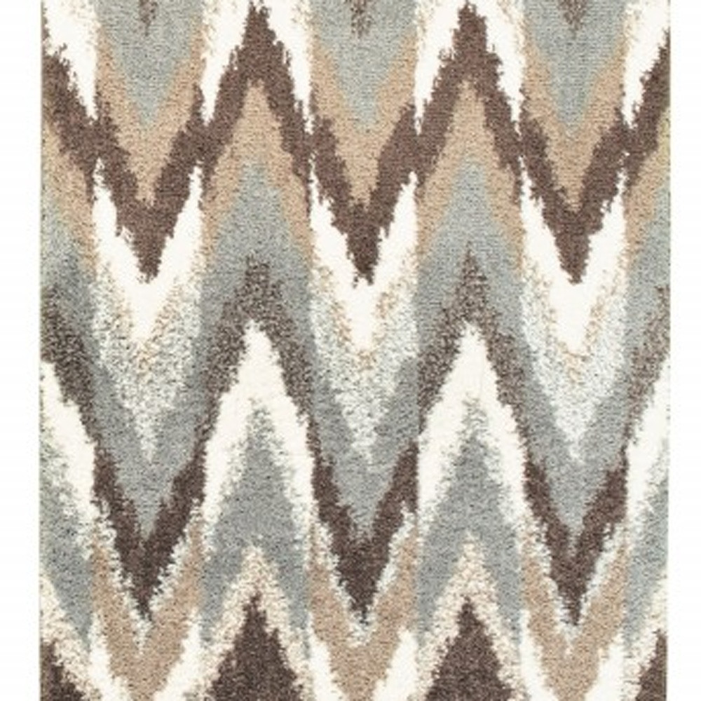 2" X 8" Gray And Taupe Ikat Pattern Runner Rug