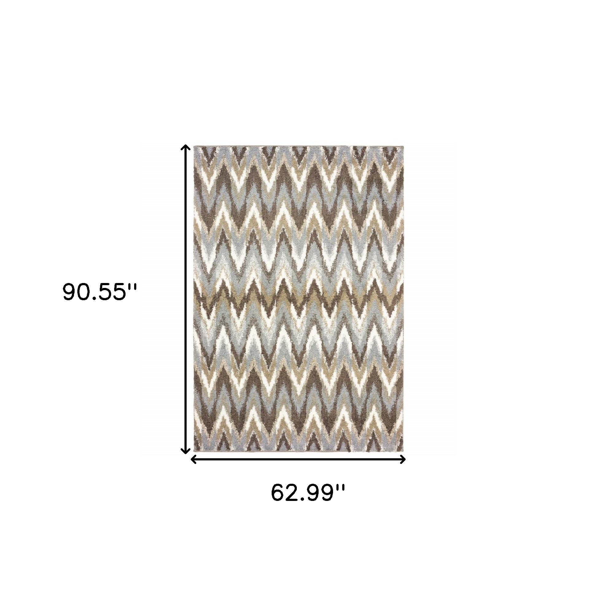 5" X 8" Gray And Taupe Ikat Pattern Area Rug