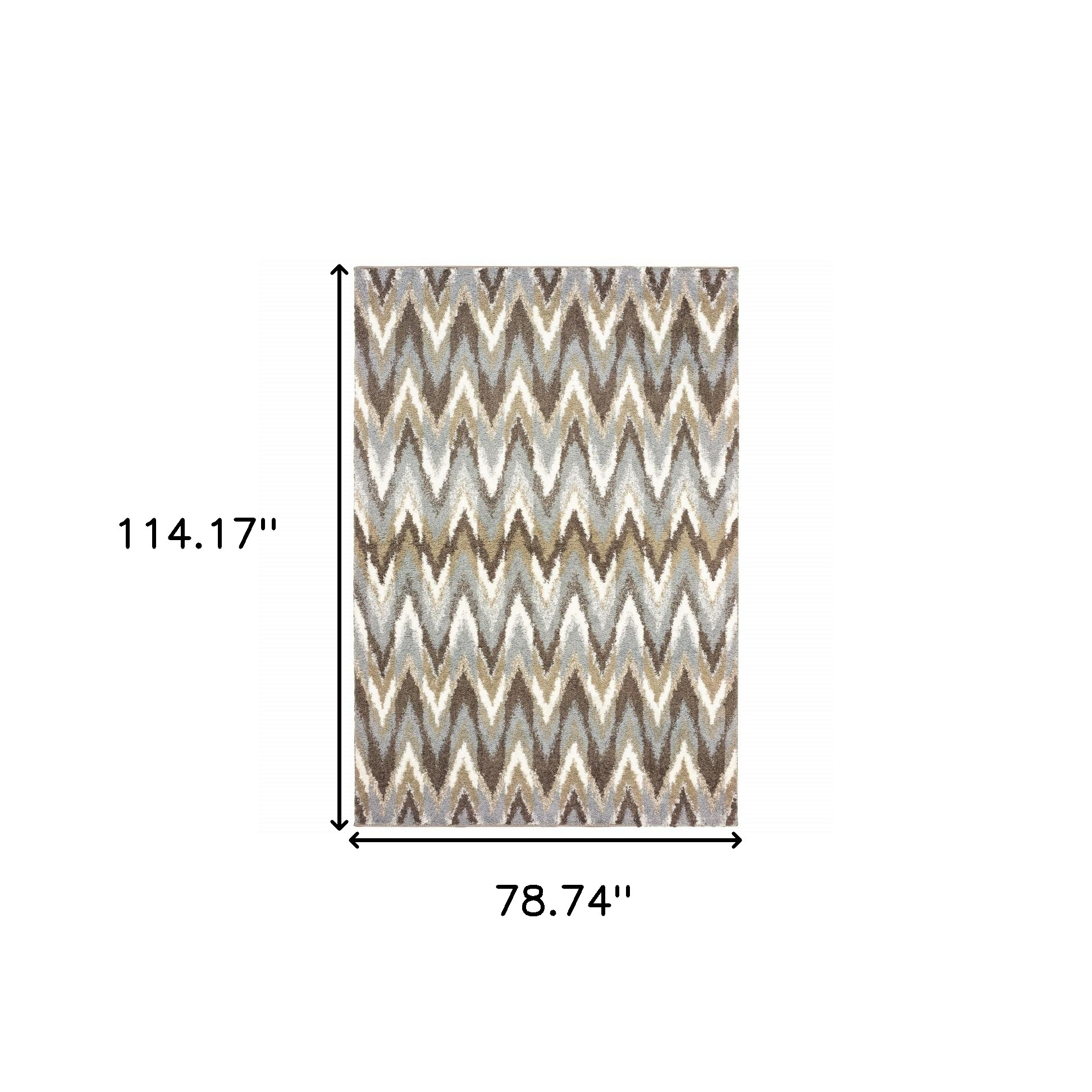 7" X 10" Gray And Taupe Ikat Pattern Area Rug